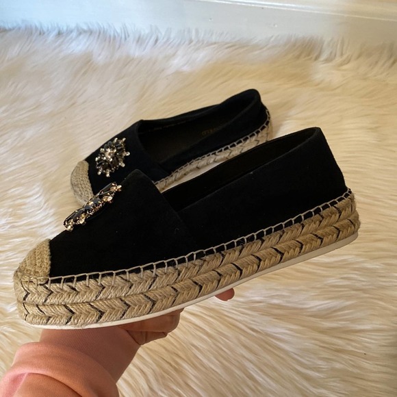 Karl Lagerfeld Paris Anja Espadrille Flats Black 9M - Picture 2 of 12